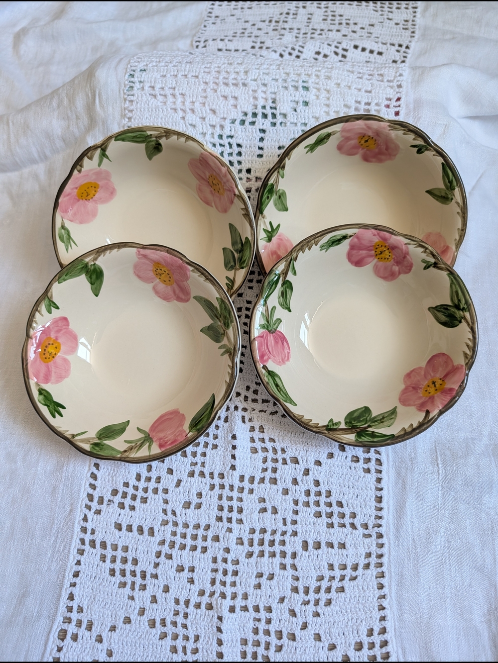 Fransican Earthenware Desert Rose Cereal Bowls - Set of 4